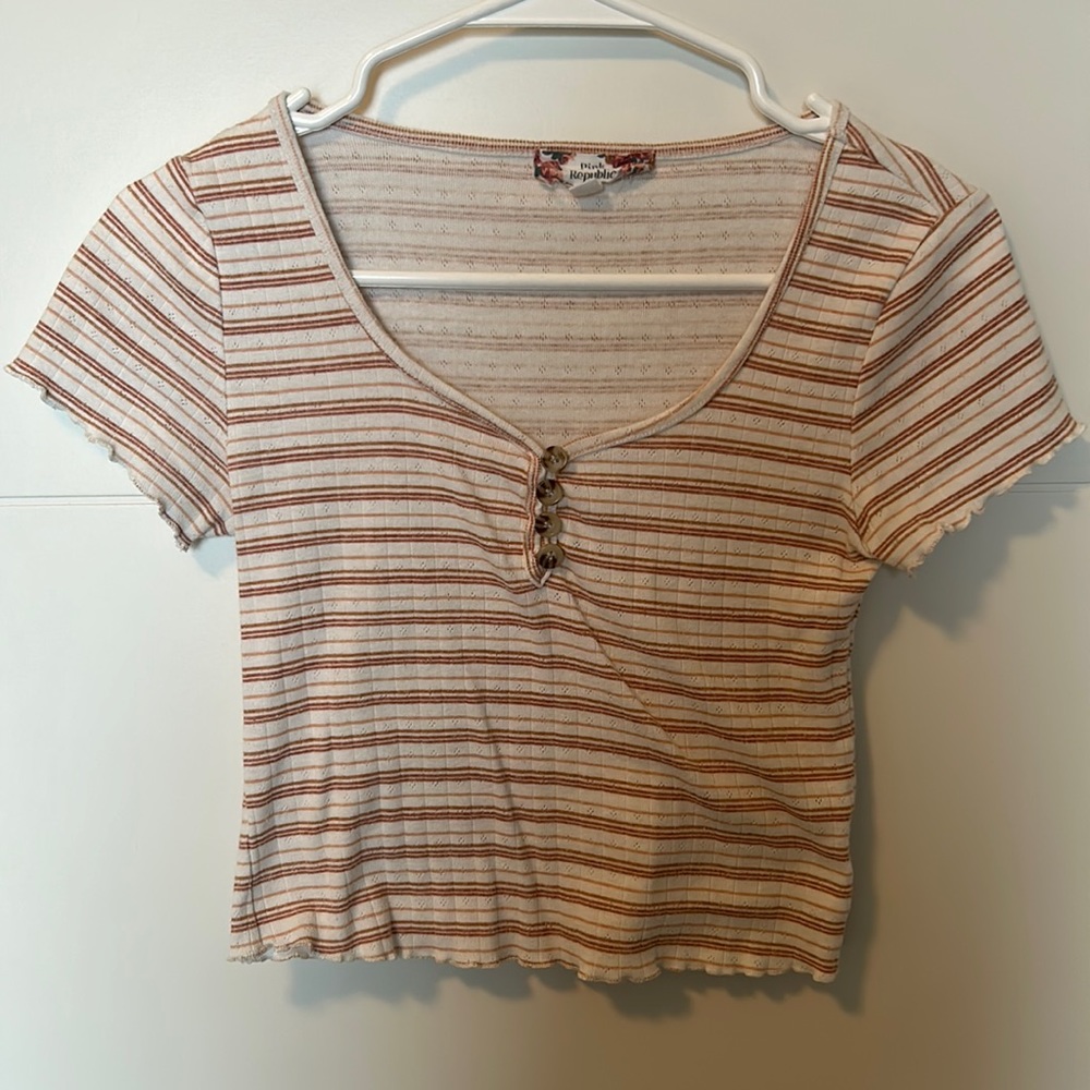 Stripped Cropped Short Sleeve